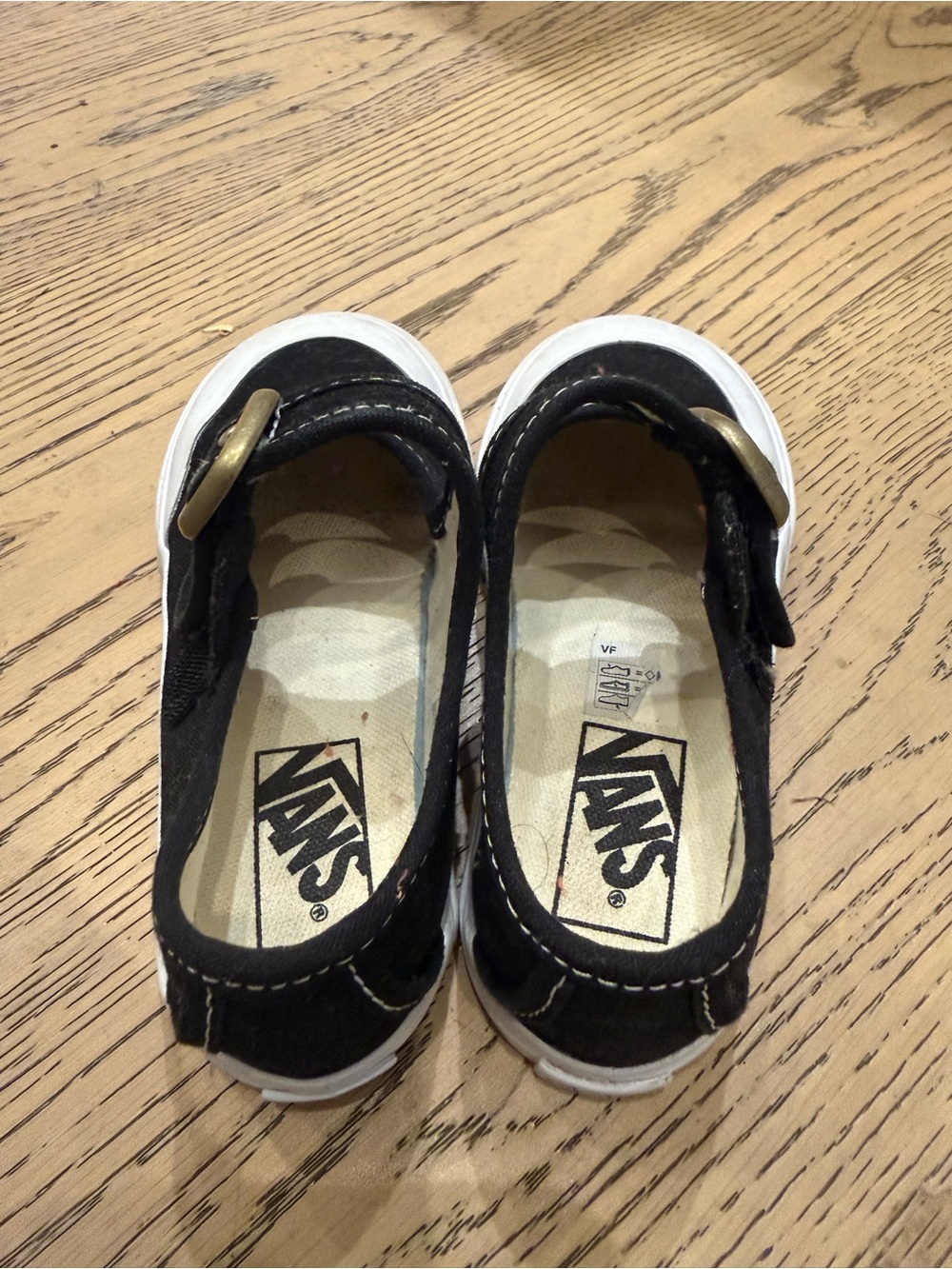 2 pairs of Vans Kids All White and White/Black Canvas Buckle Sneakers - Picture 3 of 9